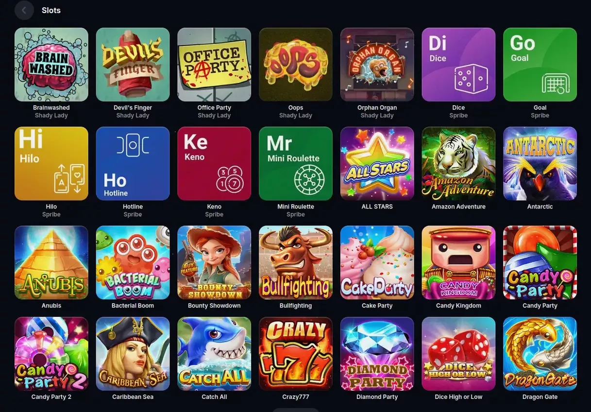 Игровое лобби казино Лаки Пари
